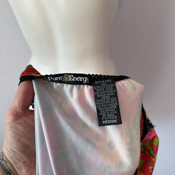 Vtg Y2k Colorful Floral Paisley Patchwork Handkerchief Hem Fitted Skirt Medium - Picture 5 of 5